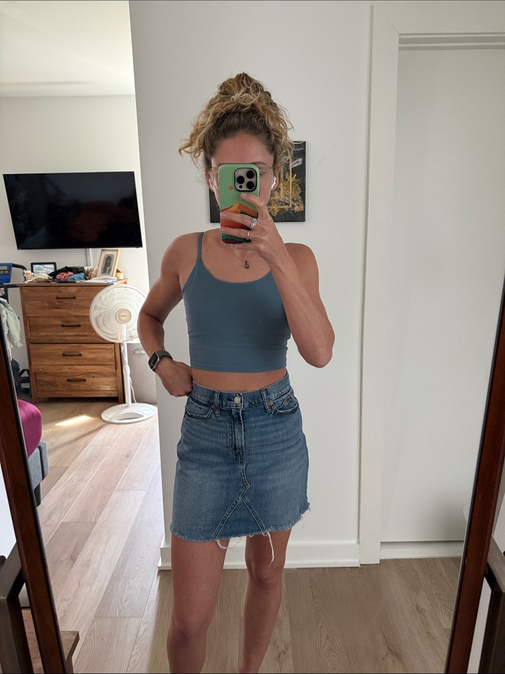 Denim Mini Skirt - Blue